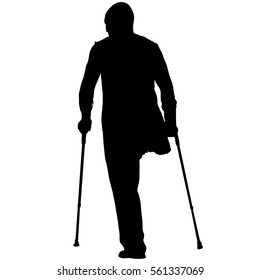 Silhouette of disabled people on a white background. Vector illustration