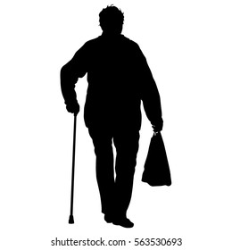 Silhouette of disabled people on a white background. Vector illustration
