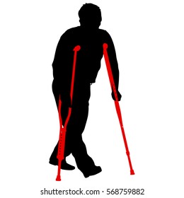 Silhouette of disabled people on a white background. Vector illustration