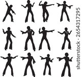 silhouette of a disco dancer in a classic, iconic 1970s pose
