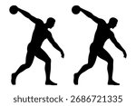Silhouette of discus thrower in action 
