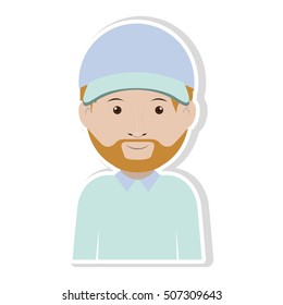 silhouette dispatcher with uniform in pastel color