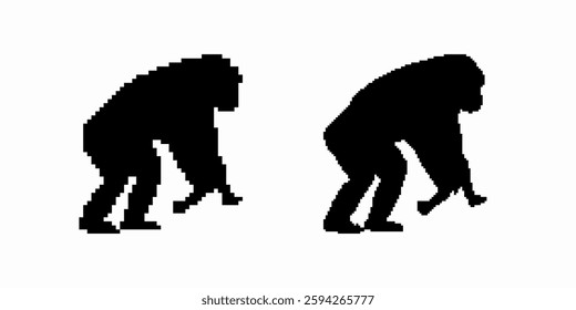 Silhouette displays two monkeys in a minimalistic style, highlighting their distinct and simple shapes.