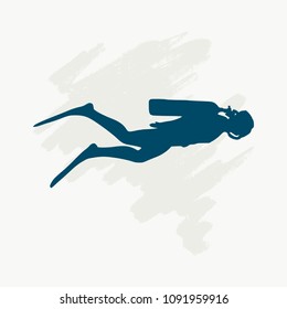 Silhouette of diver. Icon diver. The concept of sport diving.