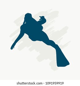 Silhouette of diver. Icon diver. The concept of sport diving.
