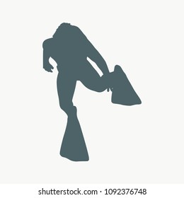 Silhouette of diver. Icon diver. The concept of sport diving.