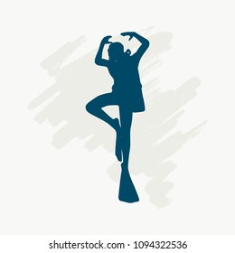 Silhouette of diver. Icon diver. The concept of sport diving.
