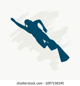 Silhouette of diver. Icon diver. The concept of sport diving.
