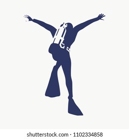 Silhouette of diver. Icon diver. The concept of sport diving.