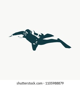 Silhouette of diver. Icon diver. The concept of sport diving.