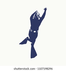 Silhouette of diver. Icon diver. The concept of sport diving.