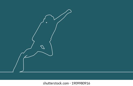 Silhouette of diver. Icon diver. The concept of sport diving. Thin line style. Place for text