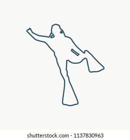 Silhouette of diver. Outline web icon of diver. The concept of sport diving.