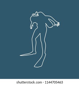 Silhouette of diver. Outline web icon of diver. The concept of sport diving.