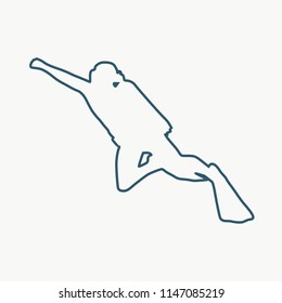 Silhouette of diver. Outline web icon of diver. The concept of sport diving.