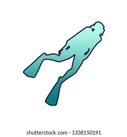 Silhouette of diver. Outline web icon of diver. The concept of sport diving.