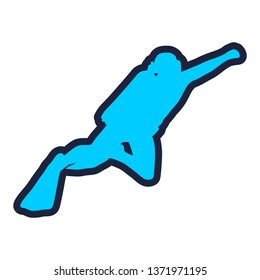 Silhouette of diver. Outline web icon of diver. The concept of sport diving.
