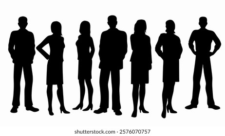 Silhouette of a diverse business team standing together