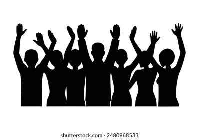 Silhouette of Diverse Group Applauding Illustration