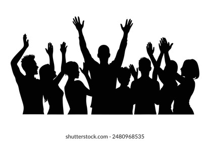 Silhouette of Diverse Group Applauding Illustration