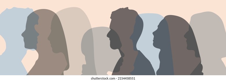 Silhouette of diversity people side and Group of multi-ethnic business co-workers and colleagues. Cooperation and collaboration. Teamwork partnership organization. Community of friends.