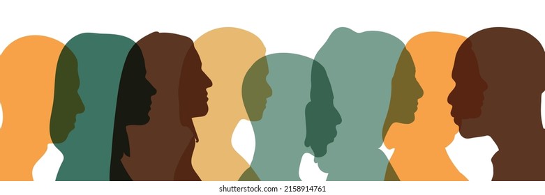 Silhouette of diversity people side and Group of multi-ethnic business co-workers and colleagues. Cooperation and collaboration. Teamwork partnership organization. Community of friends.