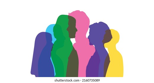 Silhouette of diversity people side and Group of multi-ethnic business co-workers and colleagues. Teamwork partnership organization. Community of friends. Local and regional culture.