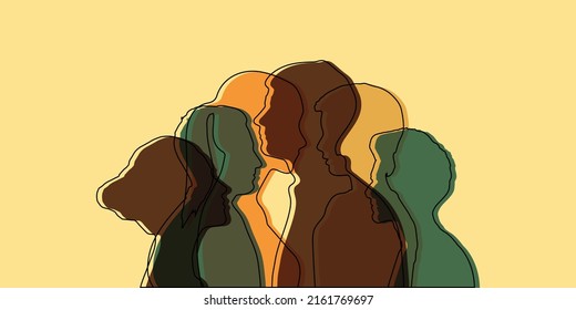 Silhouette of diversity people side and Group of multi-ethnic business co-workers and colleagues. Teamwork partnership organization. Community of friends. Local and regional culture.