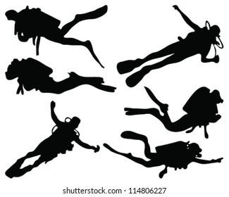 Silhouette of diver-vector