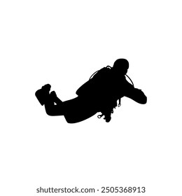 Silhouette of the Diving, Flat style, can use for Logo Gram, Sticker, Pictogram, Website, Apps, Diving Illustration or Graphic Design Element. Vector Illustration