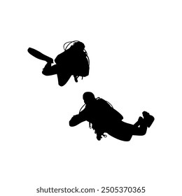 Silhouette of the Diving, Flat style, can use for Logo Gram, Sticker, Pictogram, Website, Apps, Diving Illustration or Graphic Design Element. Vector Illustration