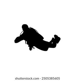 Silhouette of the Diving, Flat style, can use for Logo Gram, Sticker, Pictogram, Website, Apps, Diving Illustration or Graphic Design Element. Vector Illustration