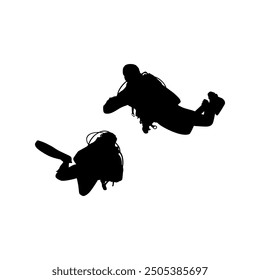 Silhouette of the Diving, Flat style, can use for Logo Gram, Sticker, Pictogram, Website, Apps, Diving Illustration or Graphic Design Element. Vector Illustration