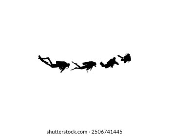 Silhouette of the Diving, Flat style, can use for Logo Gram, Sticker, Pictogram, Website, Apps, Diving Illustration or Graphic Design Element. Vector Illustration