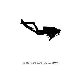 Silhouette of the Diving, Flat style, can use for Logo Gram, Sticker, Pictogram, Website, Apps, Diving Illustration or Graphic Design Element. Vector Illustration