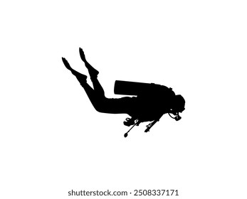 Silhouette of the Diving, Flat style, can use for Logo Gram, Sticker, Pictogram, Website, Apps, Diving Illustration or Graphic Design Element. Vector Illustration