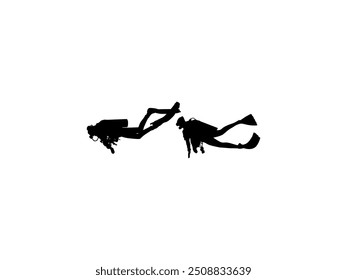 Silhouette of the Diving, Flat style, can use for Logo Gram, Sticker, Pictogram, Website, Apps, Diving Illustration or Graphic Design Element. Vector Illustration