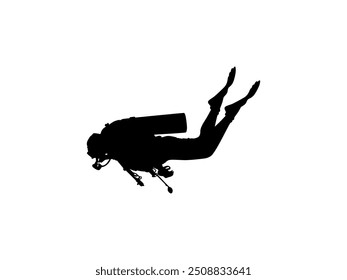 Silhouette of the Diving, Flat style, can use for Logo Gram, Sticker, Pictogram, Website, Apps, Diving Illustration or Graphic Design Element. Vector Illustration