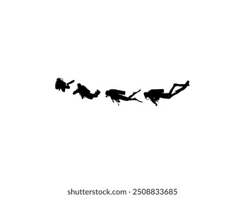 Silhouette of the Diving, Flat style, can use for Logo Gram, Sticker, Pictogram, Website, Apps, Diving Illustration or Graphic Design Element. Vector Illustration