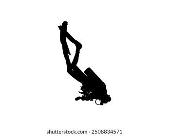 Silhouette of the Diving, Flat style, can use for Logo Gram, Sticker, Pictogram, Website, Apps, Diving Illustration or Graphic Design Element. Vector Illustration