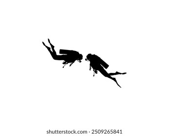 Silhouette of the Diving, Flat style, can use for Logo Gram, Sticker, Pictogram, Website, Apps, Diving Illustration or Graphic Design Element. Vector Illustration