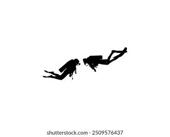 Silhouette of the Diving, Flat style, can use for Logo Gram, Sticker, Pictogram, Website, Apps, Diving Illustration or Graphic Design Element. Vector Illustration