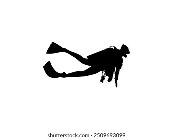 Silhouette of the Diving, Flat style, can use for Logo Gram, Sticker, Pictogram, Website, Apps, Diving Illustration or Graphic Design Element. Vector Illustration