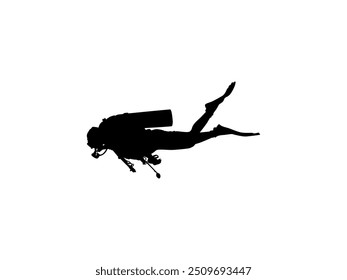 Silhouette of the Diving, Flat style, can use for Logo Gram, Sticker, Pictogram, Website, Apps, Diving Illustration or Graphic Design Element. Vector Illustration