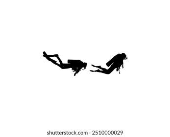 Silhouette of the Diving, Flat style, can use for Logo Gram, Sticker, Pictogram, Website, Apps, Diving Illustration or Graphic Design Element. Vector Illustration