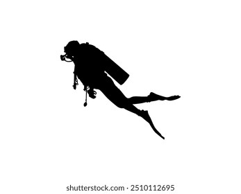 Silhouette of the Diving, Flat style, can use for Logo Gram, Sticker, Pictogram, Website, Apps, Diving Illustration or Graphic Design Element. Vector Illustration