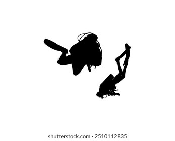 Silhouette of the Diving, Flat style, can use for Logo Gram, Sticker, Pictogram, Website, Apps, Diving Illustration or Graphic Design Element. Vector Illustration