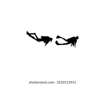 Silhouette of the Diving, Flat style, can use for Logo Gram, Sticker, Pictogram, Website, Apps, Diving Illustration or Graphic Design Element. Vector Illustration