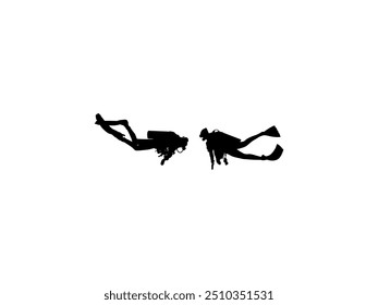 Silhouette of the Diving, Flat style, can use for Logo Gram, Sticker, Pictogram, Website, Apps, Diving Illustration or Graphic Design Element. Vector Illustration