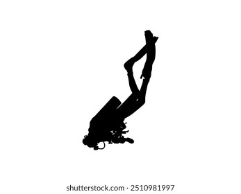 Silhouette of the Diving, Flat style, can use for Logo Gram, Sticker, Pictogram, Website, Apps, Diving Illustration or Graphic Design Element. Vector Illustration